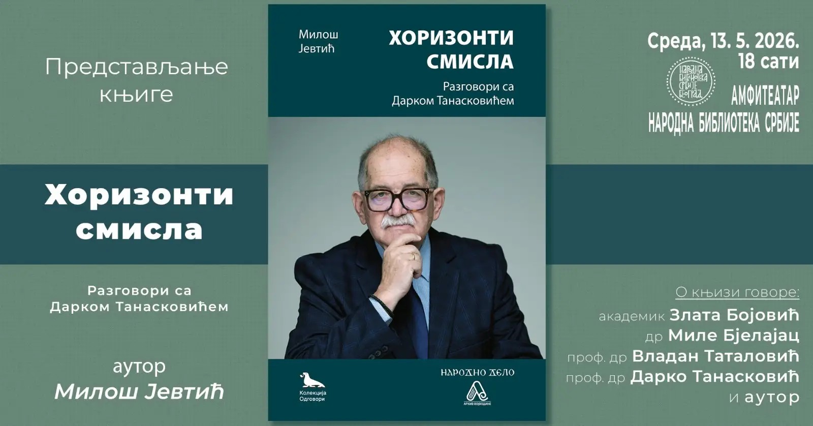 „Хоризонти смисла – Разговори са Дарком Танасковићем" аутора Милоша Јевтића